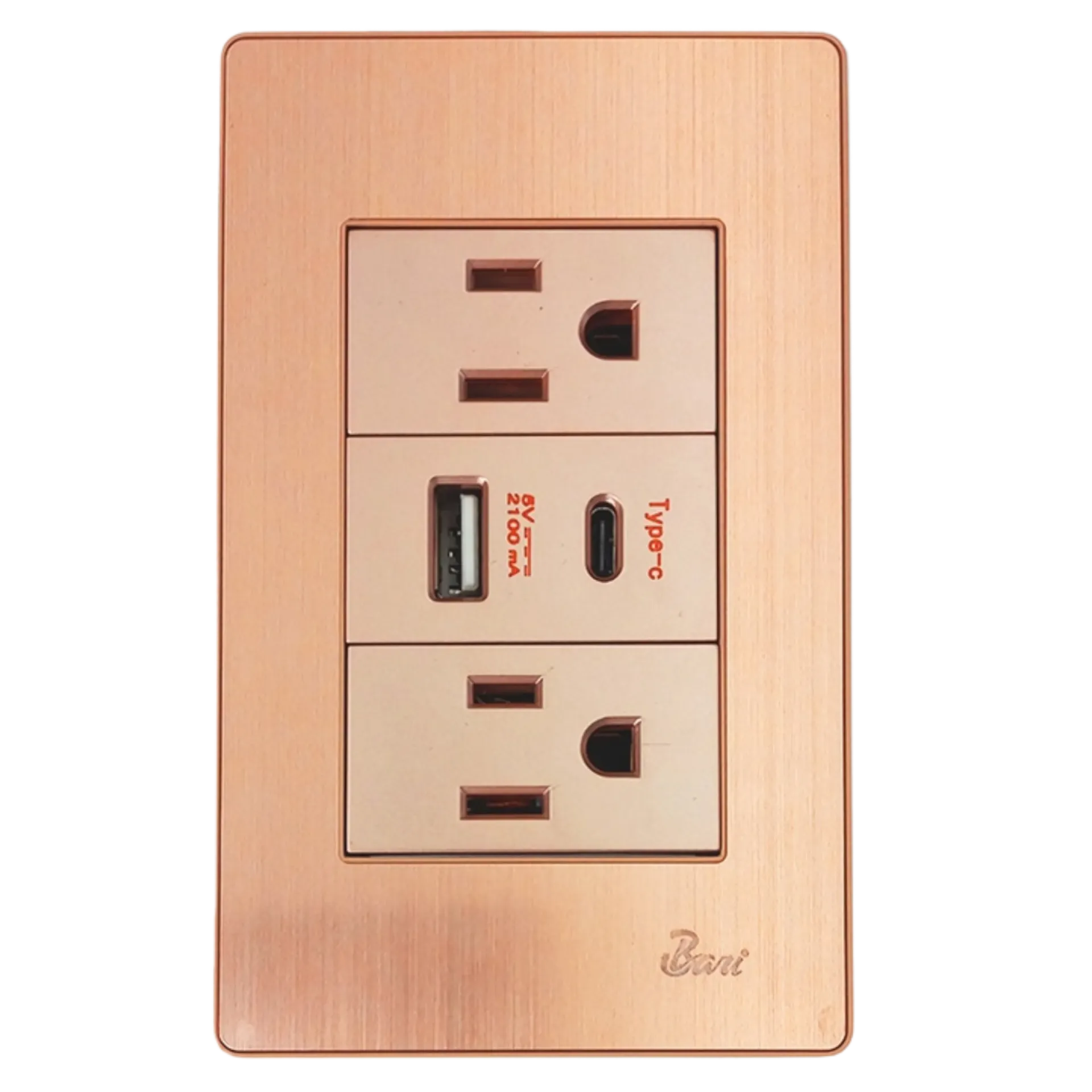 [INT.03.11] TOMA CORRIENTE DOBLE CON PUERTO USB OTTONE BARI