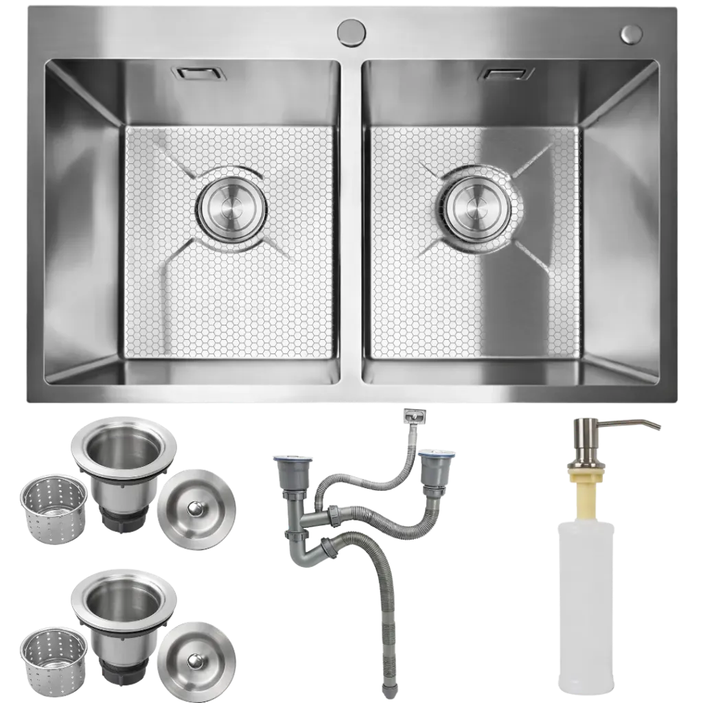 [RIV-F8245] FREGADERO DOBLE TINA 82CM SATINADO RIVER