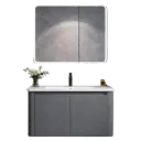 MUEBLE DE BAÑO CURVE 60CM GRIS CON ESPEJO ARMARIO RIVER