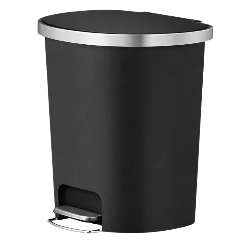 PAPELERA SEMI OVALADA PLASTICA 55L NEGRO EKO