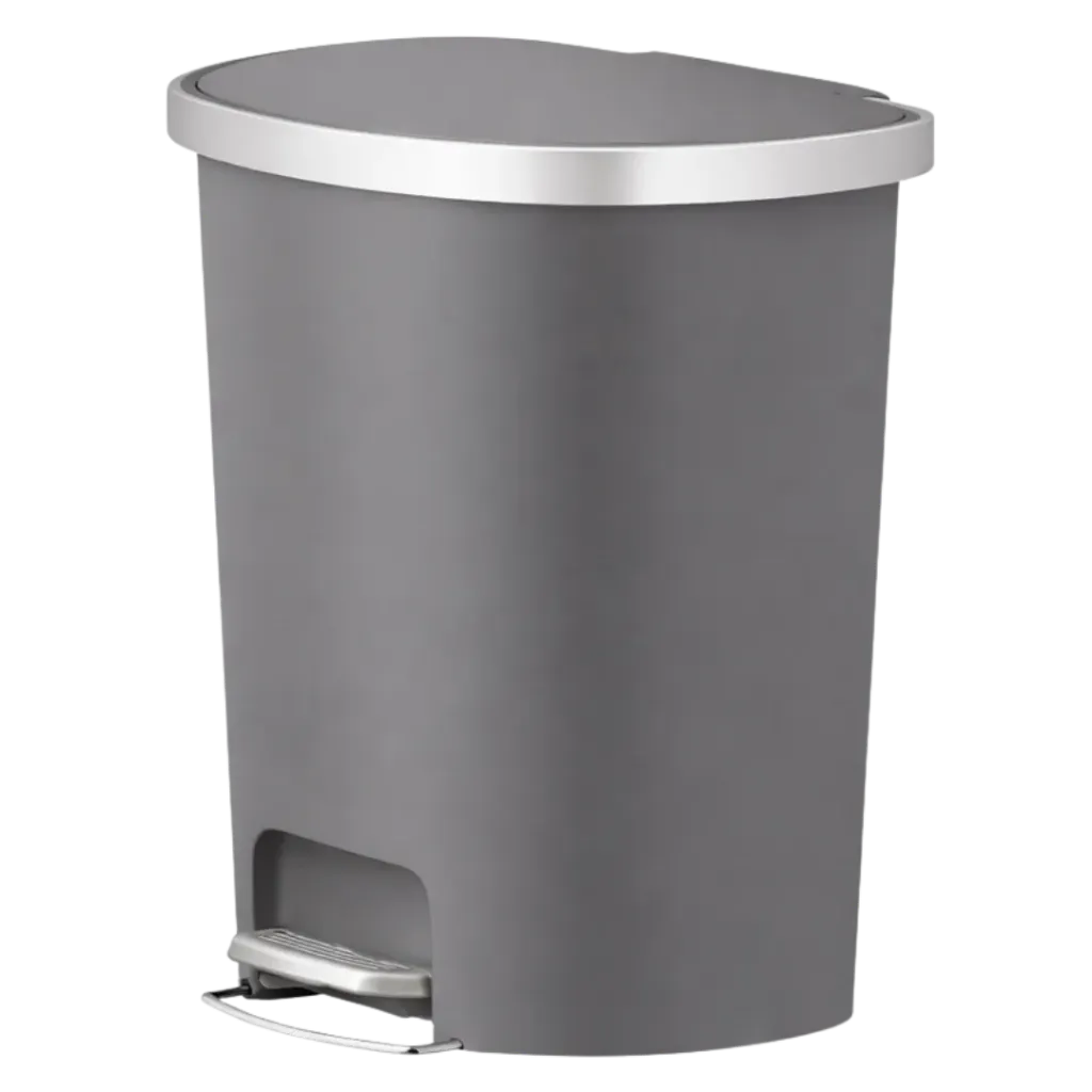 PAPELERA SEMI OVALADA PLASTICA 55L GRIS EKO