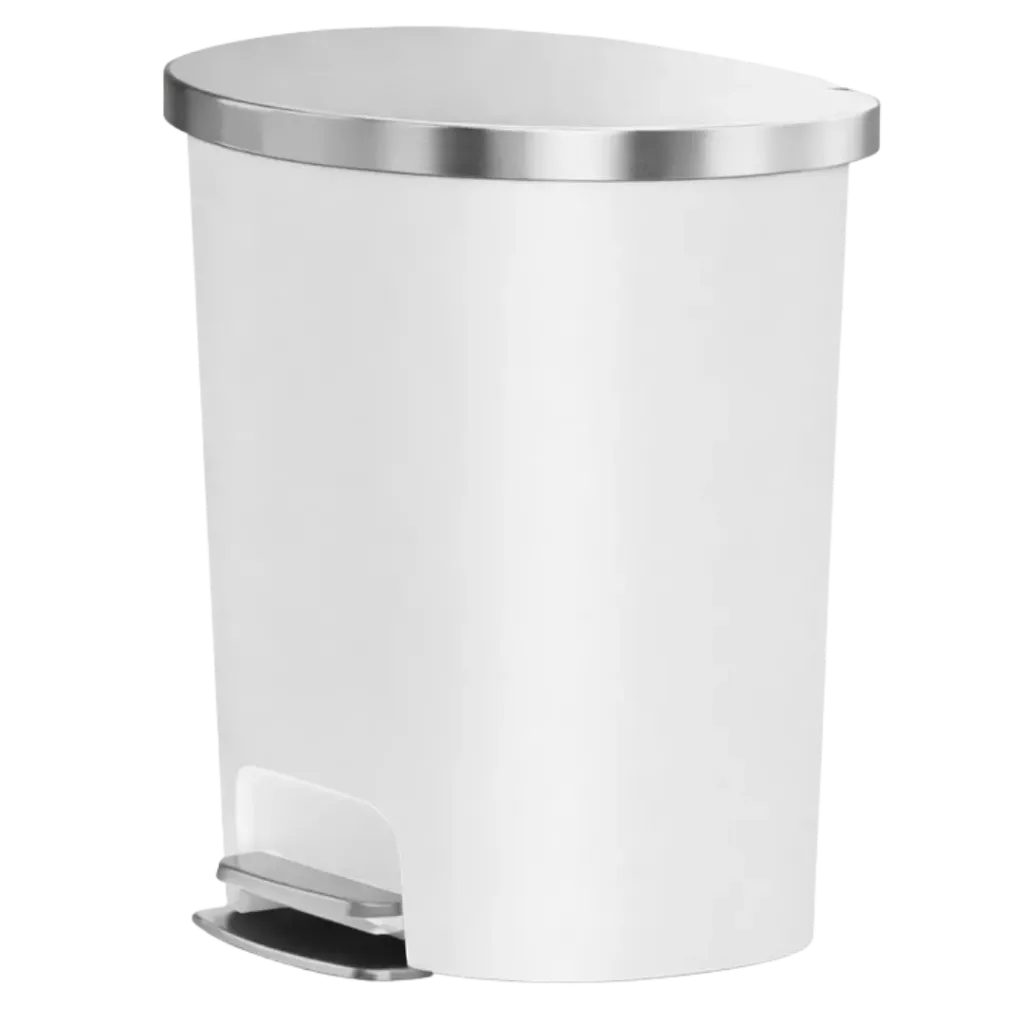 PAPELERA SEMI OVALADA PLASTICA 55L BLANCO EKO
