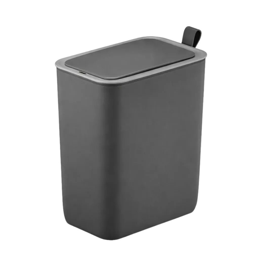 PAPELERA RECTANGULAR CON SENSOR 8L GRIS EKO