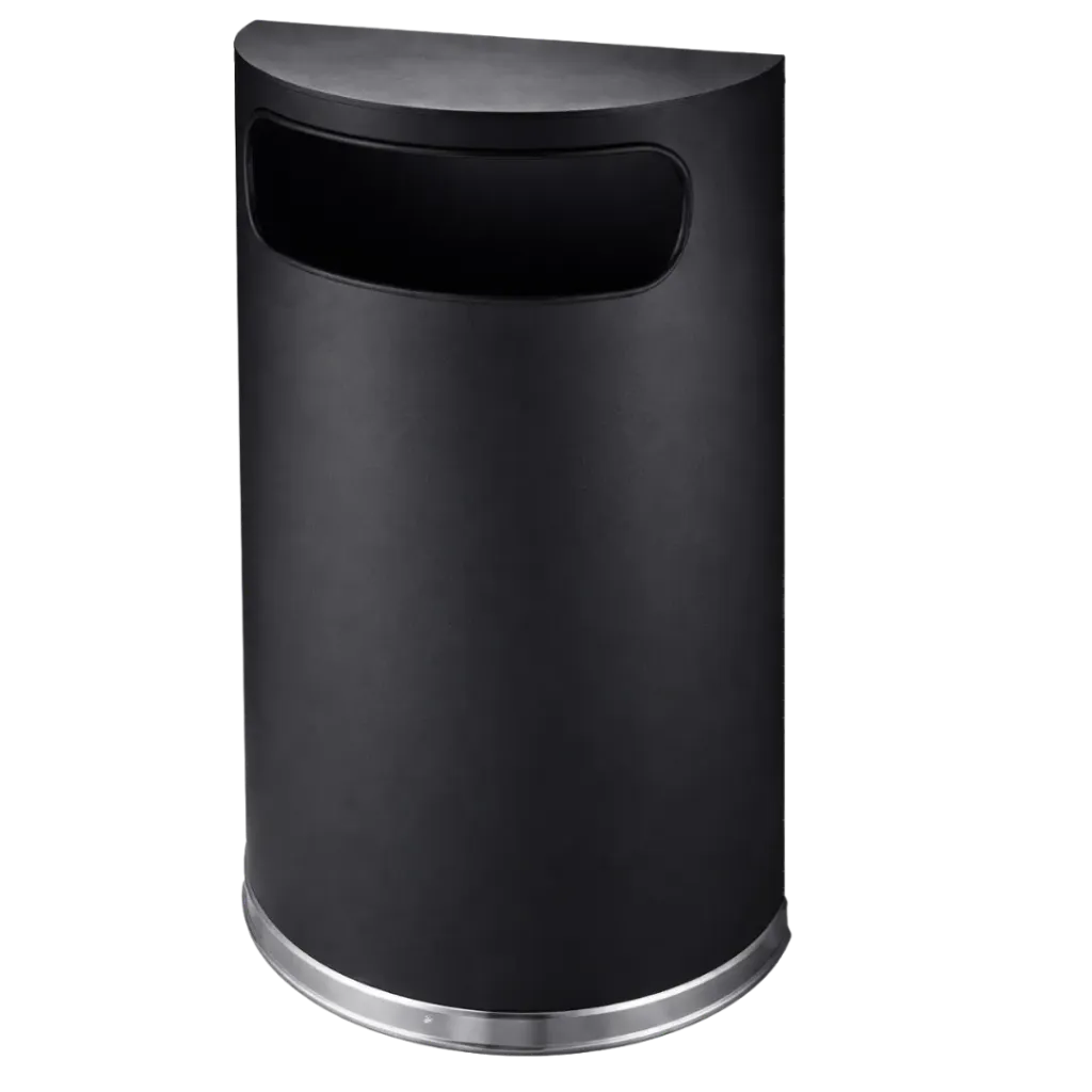 PAPELERA SEMI CIRCULAR CON APERTURA LATERAL 22L NEGRO EKO