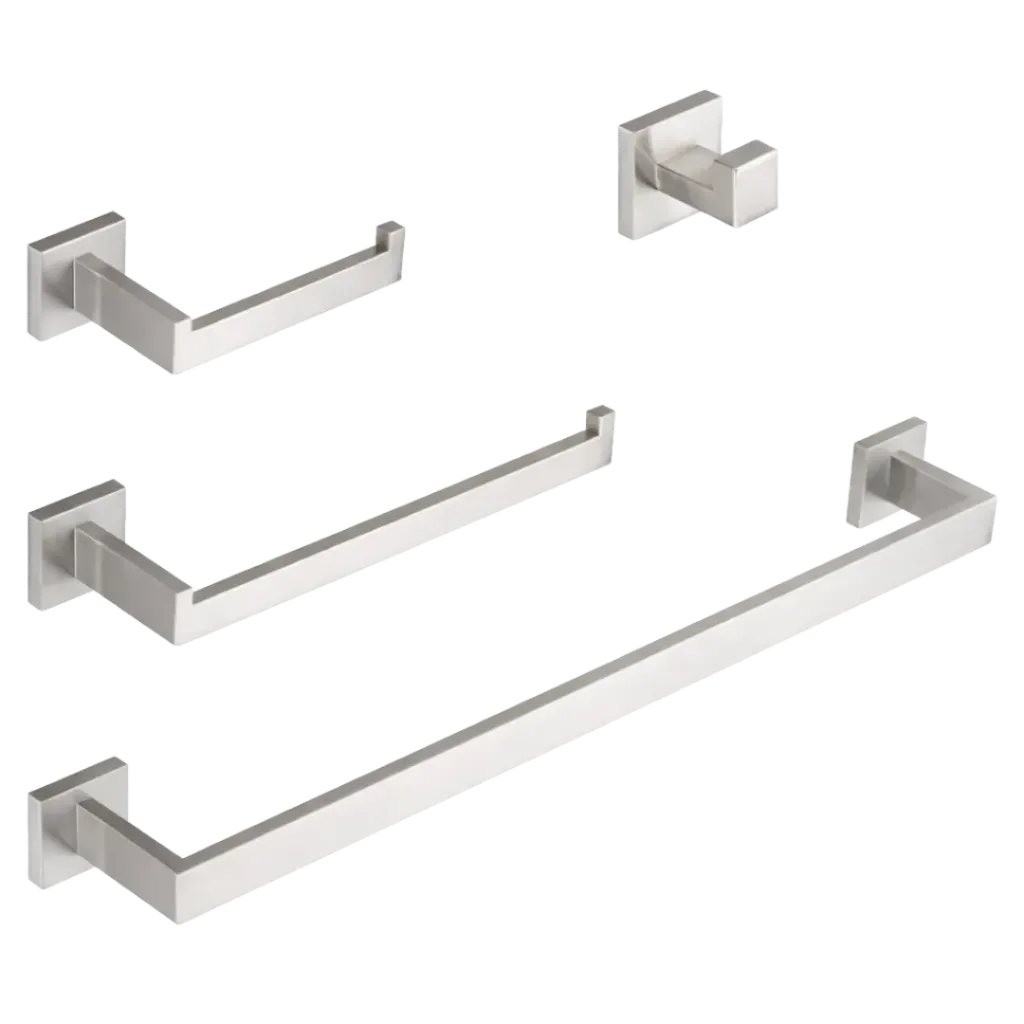 SET DE ACCESORIOS 4 PZAS SATINADO RIVER